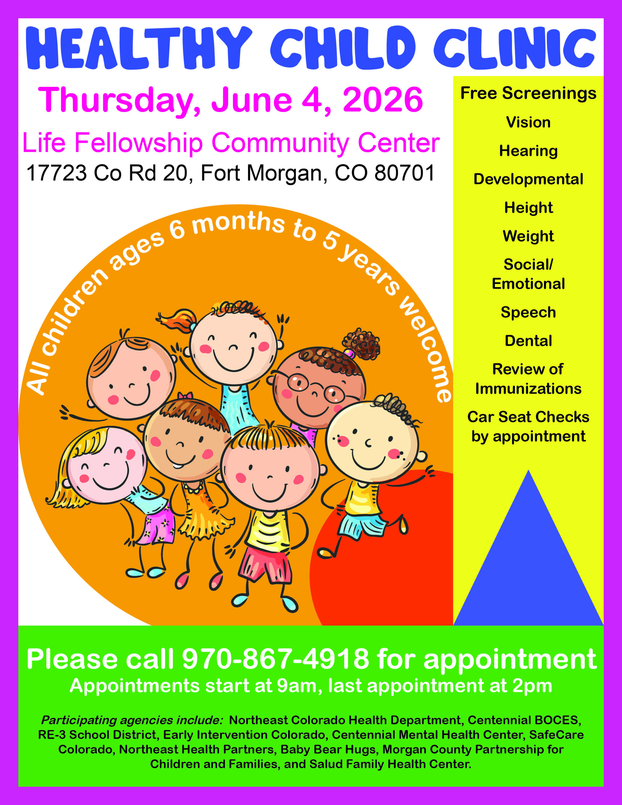 Healthy Child Clinic June 4, 2026, Fort Morgan